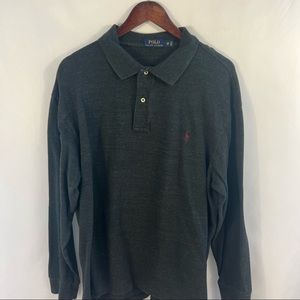 RALPH LAUREN Polo Shirt Mens 1XB Gray Long Sleeved Collar Big
